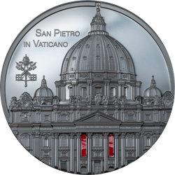 2022 $25 Palau,TIFFANY ART ST PETER'S BASILICA, 5oz 999 Silver Coin